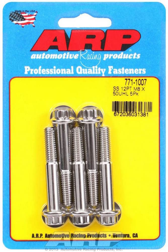 Autoracing Products 771-1007 S/S Bolt Kit - 12pt. (5) 8mm x 1.25 x 50mm