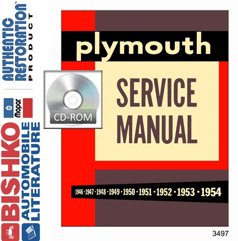 bishko automotive literature 1954 Plymouth Belvedere Plaza Savoy Shop Service Repair Manual CD Engine