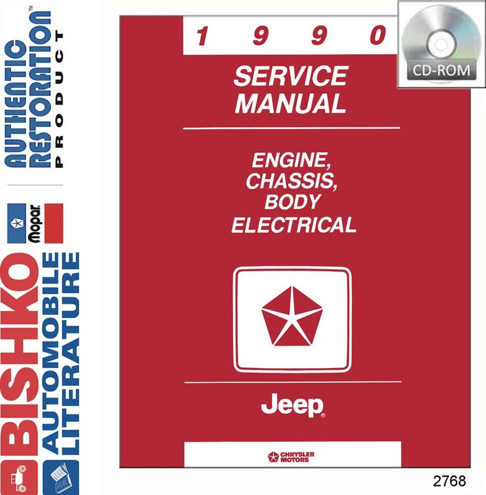 bishko automotive literature 1990 Jeep Cherokee Comanche Wrangler Shop Service Repair Manual CD Engine