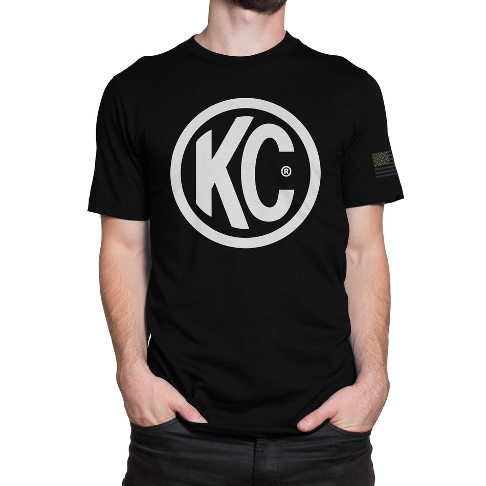KC HiLiTES 70607 KC Classic White Logo Tee Shirt - Black - Medium