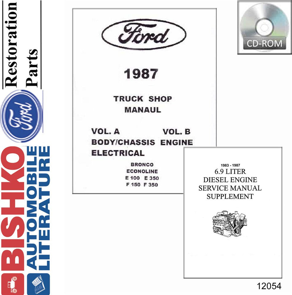 bishko automotive literature Service Manual CD OEM for The 1987 Ford Light Duty Truck (w/ 83-87 Diesel Supplement)