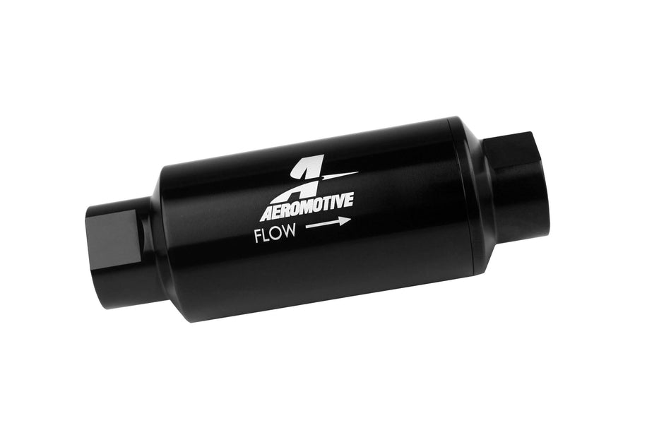 Aeromotive 12330 Filter, In-Line, 40-Micron Stainless Mesh Element, ORB-10 Port, Bright-Dip Black, 2 OD