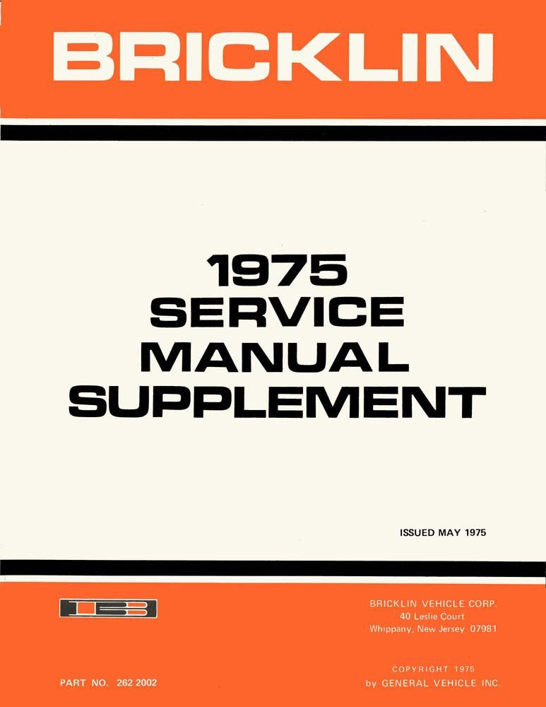 bishko automotive literature 1975 Bricklin Shop Service Repair Manual Engine Drivetrain Electrical