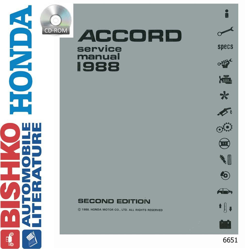 bishko automotive literature - Shop Service Repair Manual CD Engine Drivetrain Electrical OEM for The 1988 Honda Accord