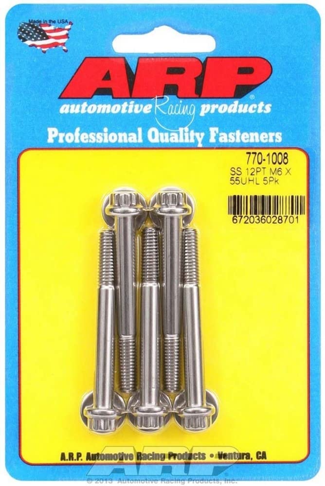 Autoracing Products 770-1008 S/S Bolt Kit - 12pt. (5) 6mm x 1.00 x 55mm