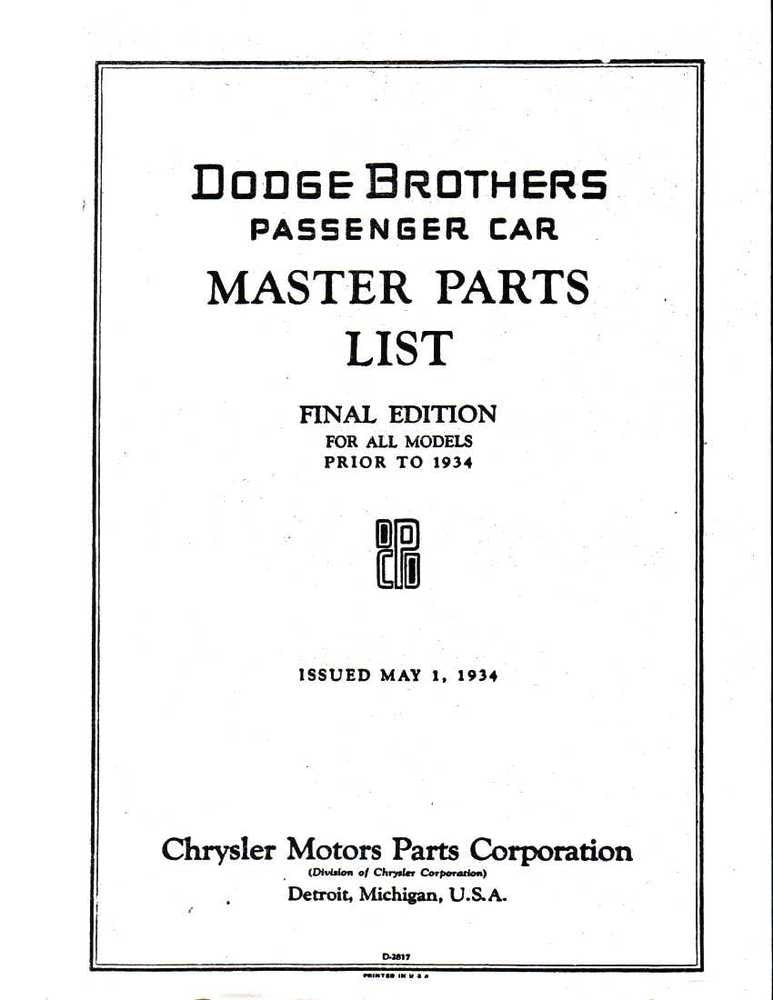 bishko automotive literature 1924 1930 1931 1932 1933 Dodge Parts Numbers List Catalog Interchange Factory