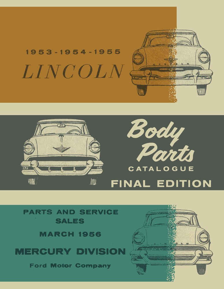 bishko automotive literature 1953 1954 1955 Lincoln Part Numbers Book Guide List Interchange Drawings
