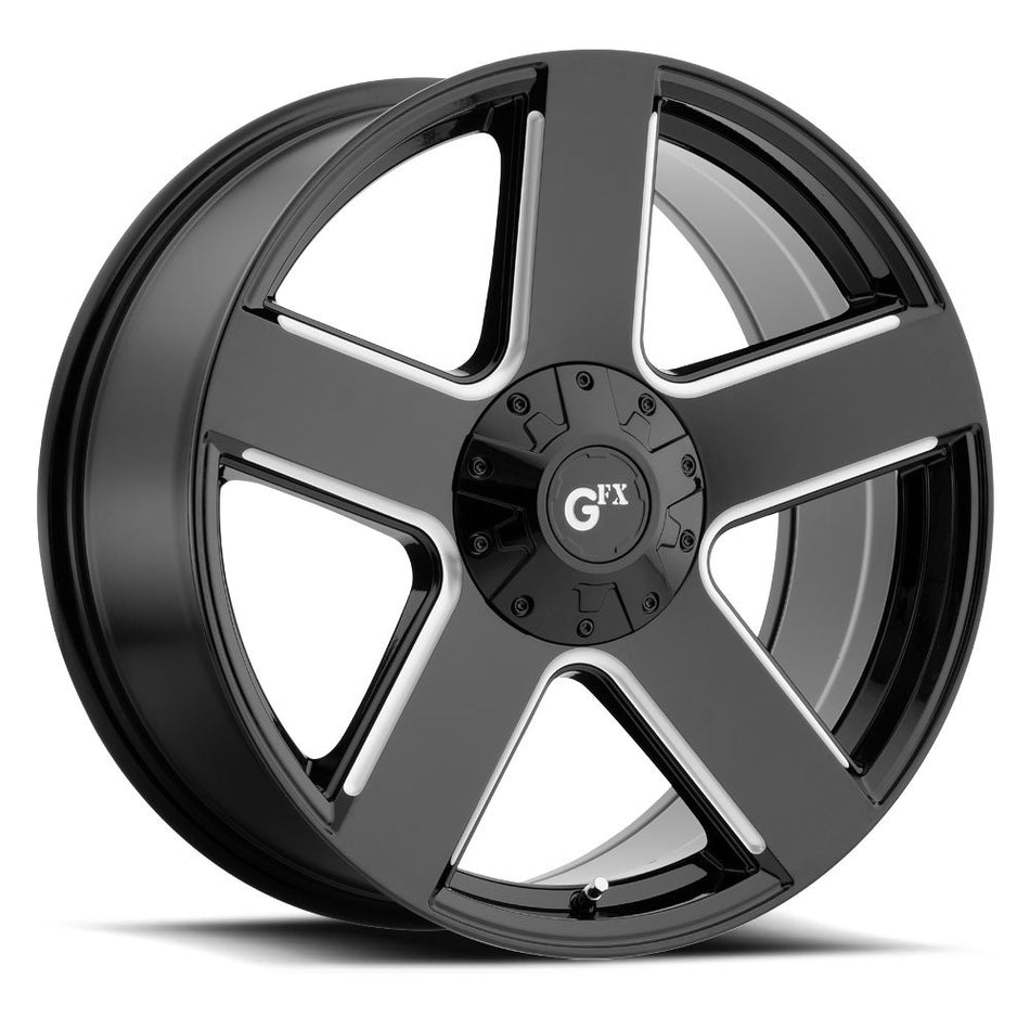 G-FX TR 52 Gloss Black Wheel with Milled Finish Milled Spoke (17 * 8.5/6 * 132, 30 mm Offset)