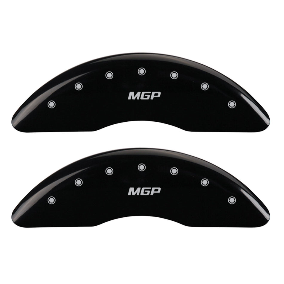 MGP Caliper Covers 14011SMGPBK Black Powder Coat Finish Front and Rear Caliper Cover, Set of 4 (MGP Silver Characters, Engraved)