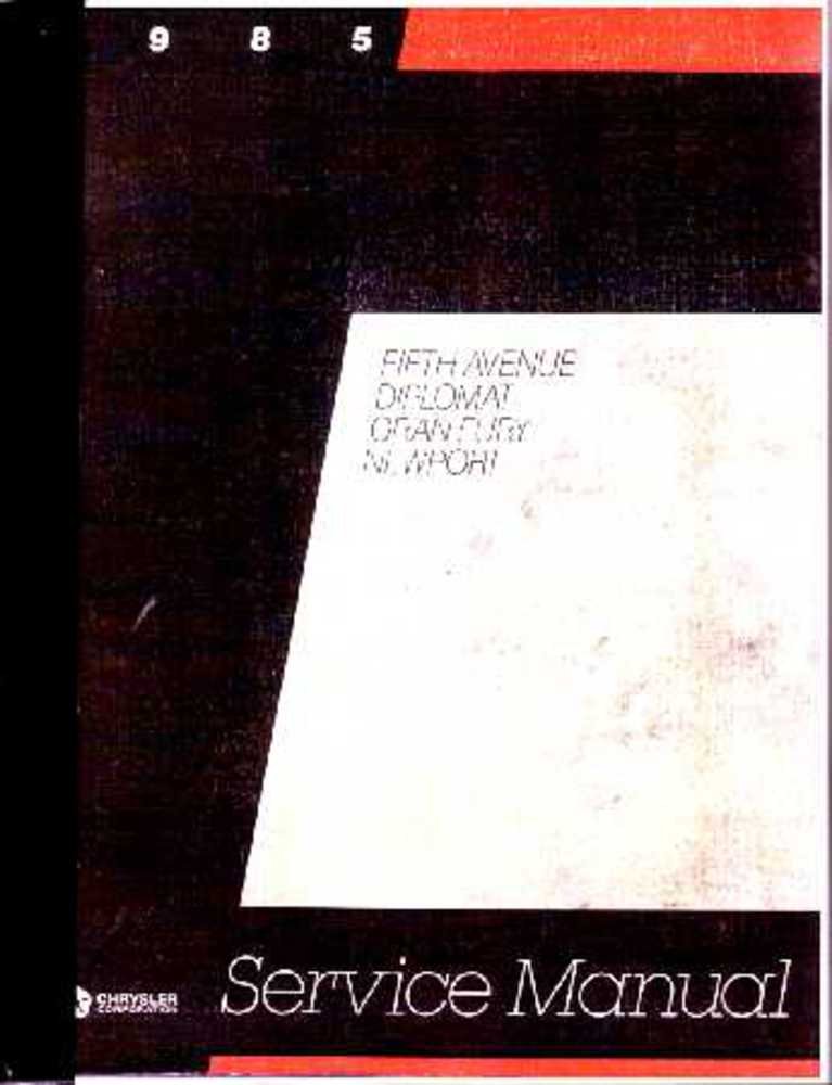 bishko automotive literature 1985 Newport 5Th Ave Diplomat Gran Fury Shop Service Repair Manual Book Engine