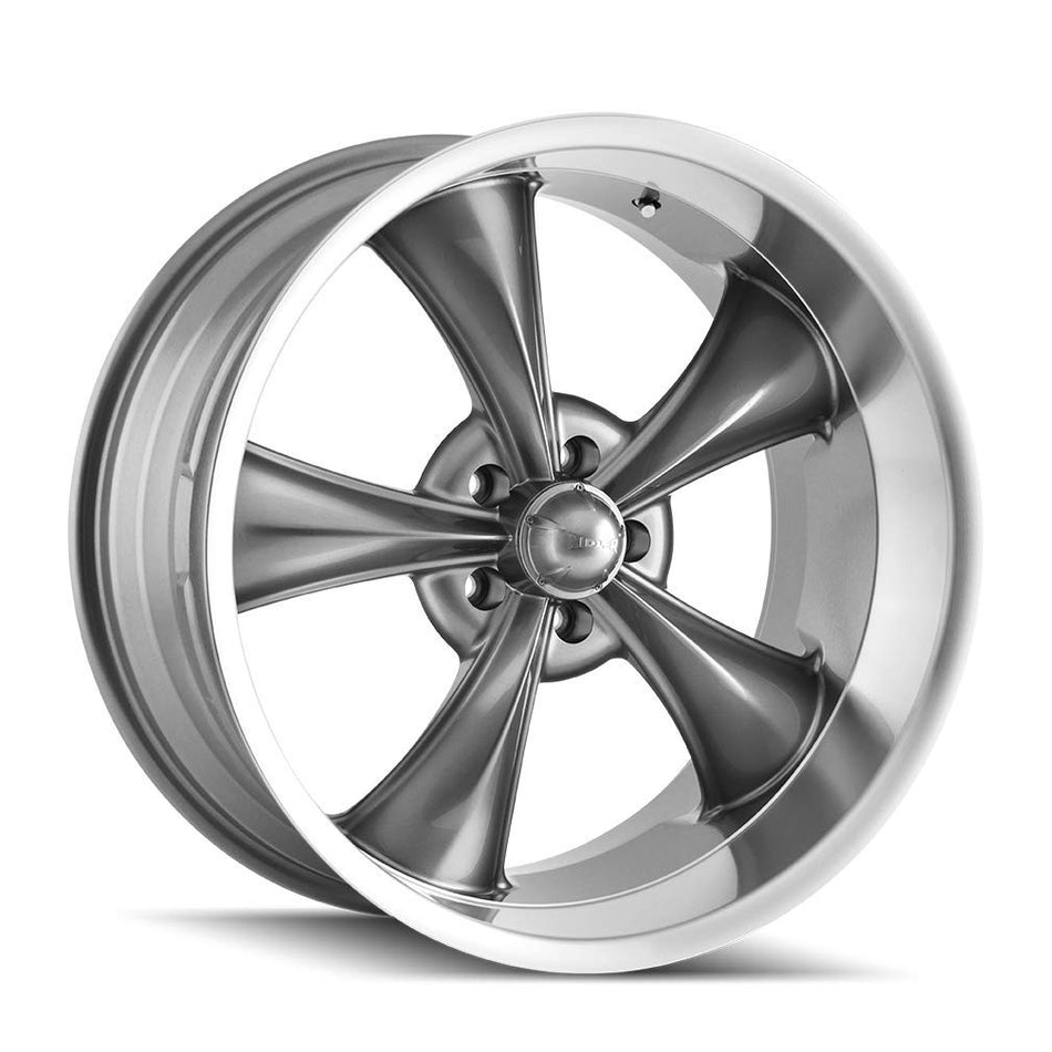Ridler Custom Wheels 695 Grey W/MACHINED Lip Wheel with Alloy Steel (17 x 8. inches /5 x 83 mm, 0 mm Offset)