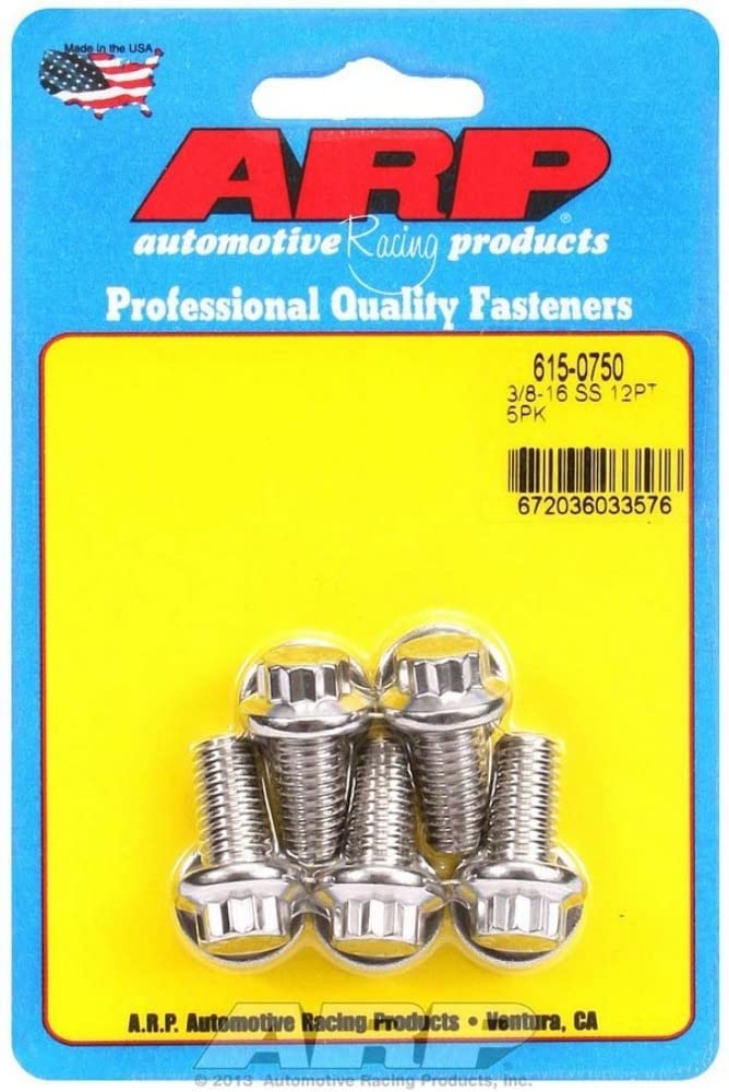 Autoracing Products 615-0750 S/S Bolt Kit - 12pt. (5) 3/8-16 x 0.750