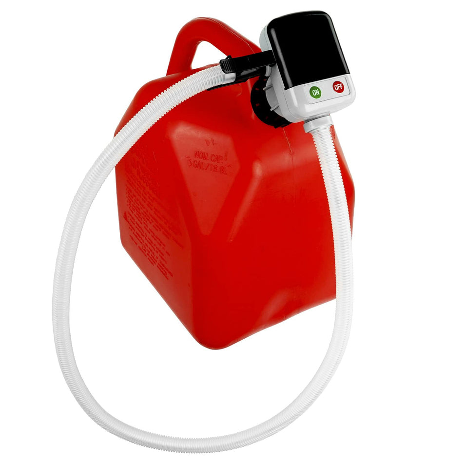 8.7 Liters/Min Battery Powered Utility Can Pump Extended Discharge Hose + Auto-Stop Sensor (4 Adapters for Gas Cans) for Brake Cleaner Washer Fluids Ethanol DEF Water Transfer Pump