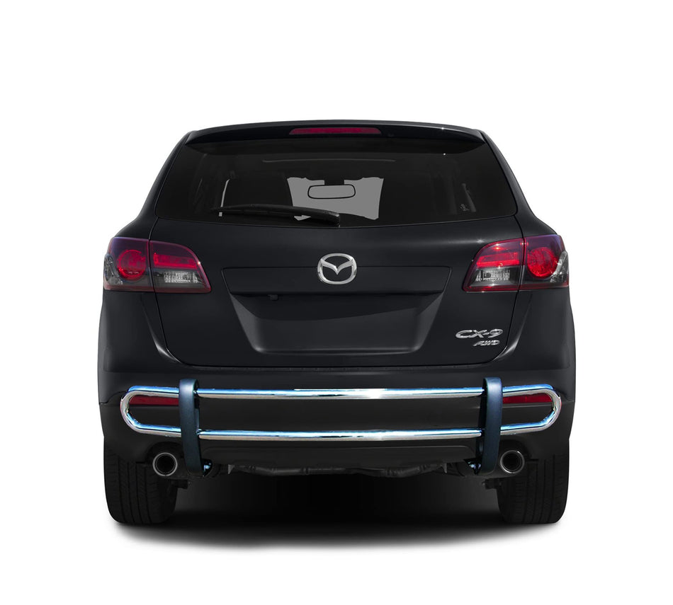 Black Horse Rear Bumper Guard Double Tube Stainless Steel Compatible with 2007-2015 Mazda CX-9-8D992355SS