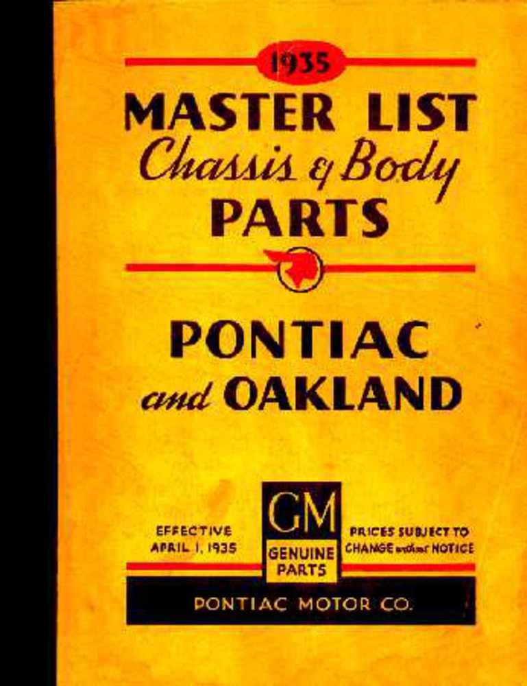 bishko automotive literature 1929 1932 1933 1934 1935 Pontiac Parts Numbers List Guide Interchange Factory