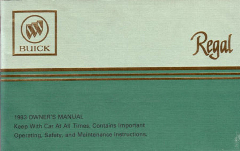 bishko automotive literature 1983 Buick Regal Owners Manual User Guide Reference Operator Book Fuses Fluids