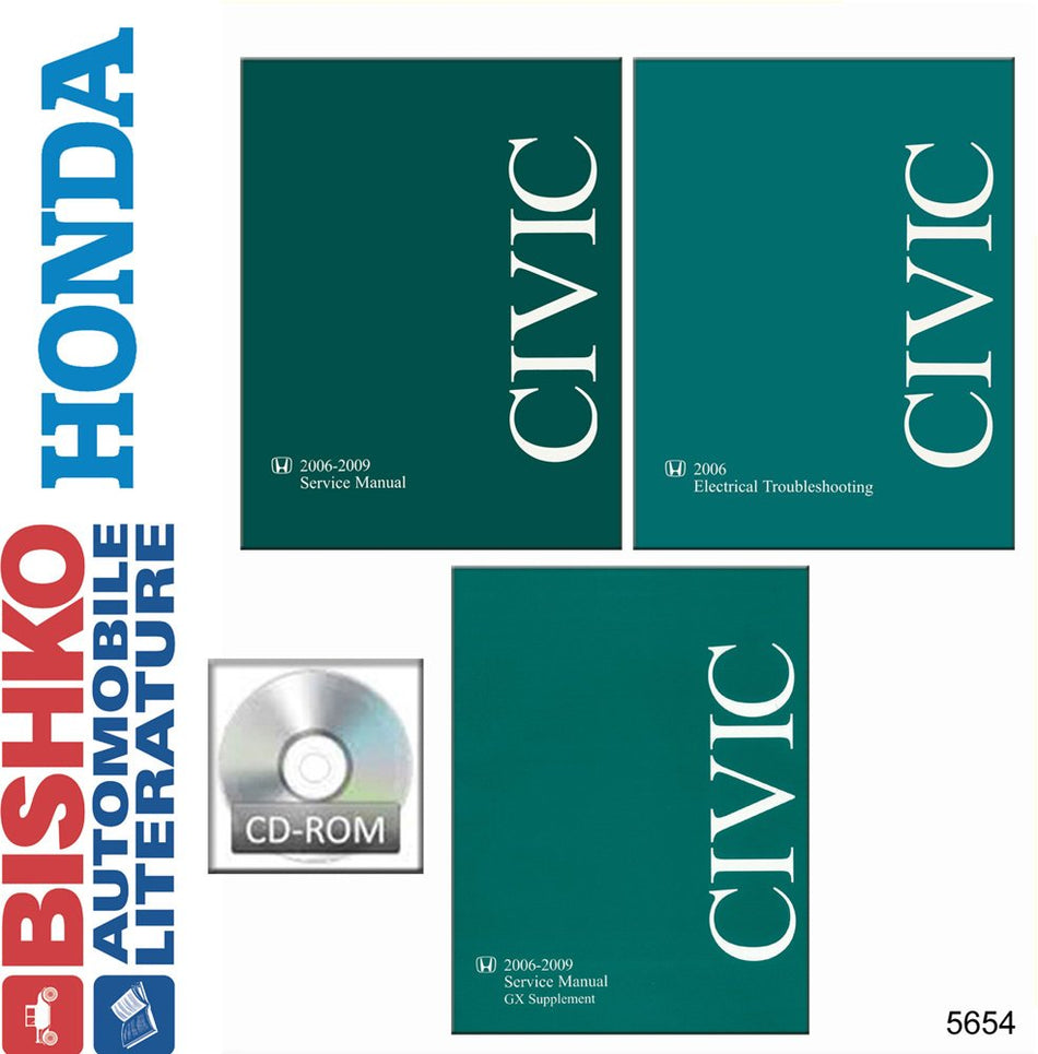 bishko automotive literature Shop Service Repair Manual CD w/ETM & 06-09 GX Supplement for 2006 2009 Honda Civic