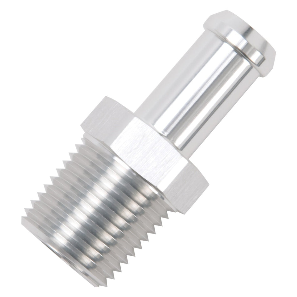 Edelbrock 8121 Heater Hose Fitting Straight 1/2 in. NPT And 1/2 in. Barb Clear Anodized Heater Hose Fitting