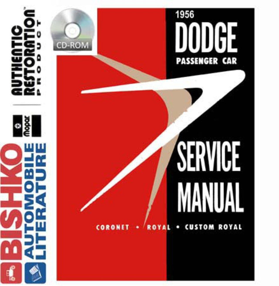bishko automotive literature 1956 Dodge Coronet Custom Royal Shop Service Repair Manual CD Engine Electrical