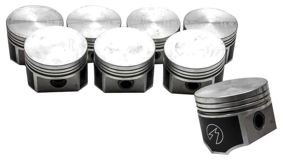 Piston, Speed Pro, Forged, 4.350 in Bore, 5/64 x 5/64 x 3/16 in Ring Grooves, Plus 0.0 cc, Coated Skirt, Mopar RB-Series, Set of 8