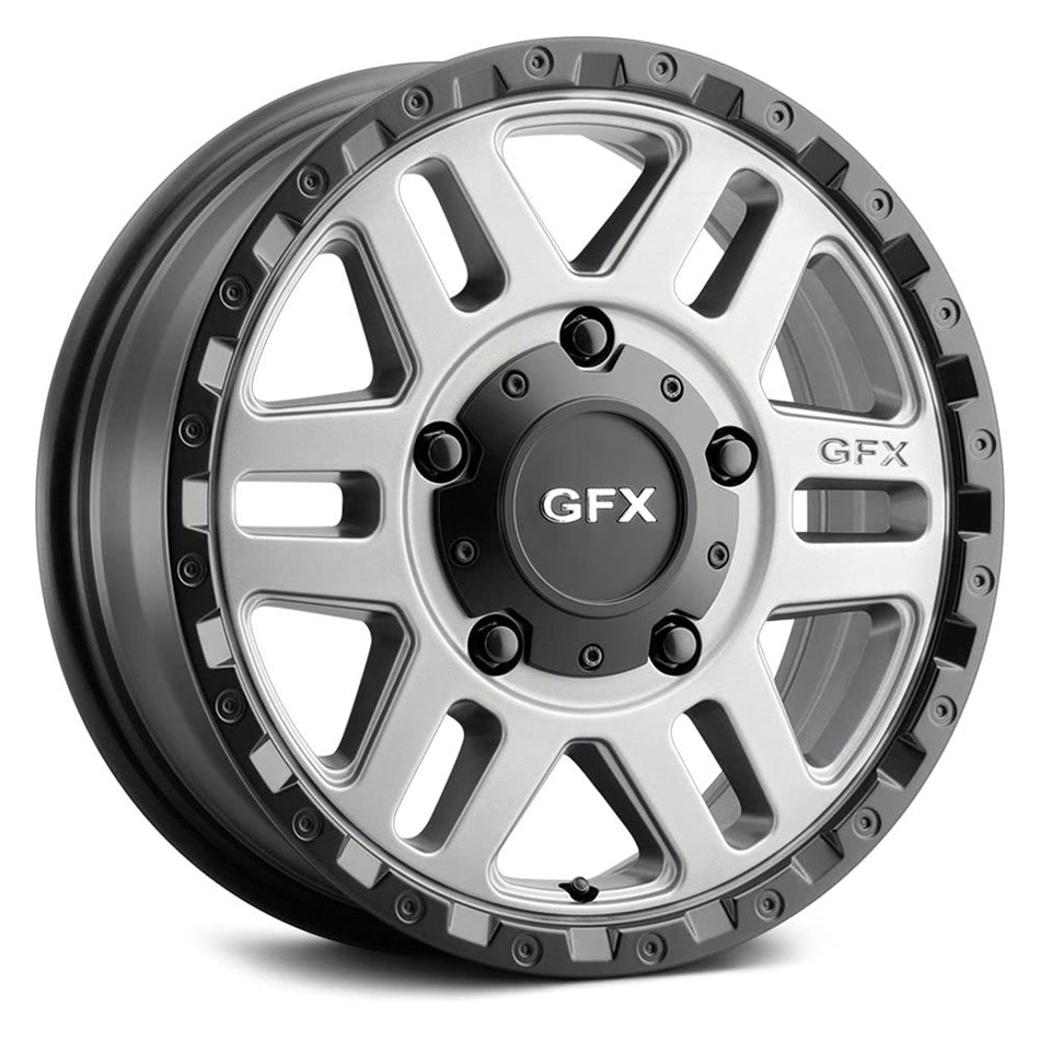G-FX MV2 Custom Wheel - 16x6.5, 45 Offset, 6x130 Bolt Pattern, 84.1mm Hub - Matte Gray with Matte Black Lip Rim