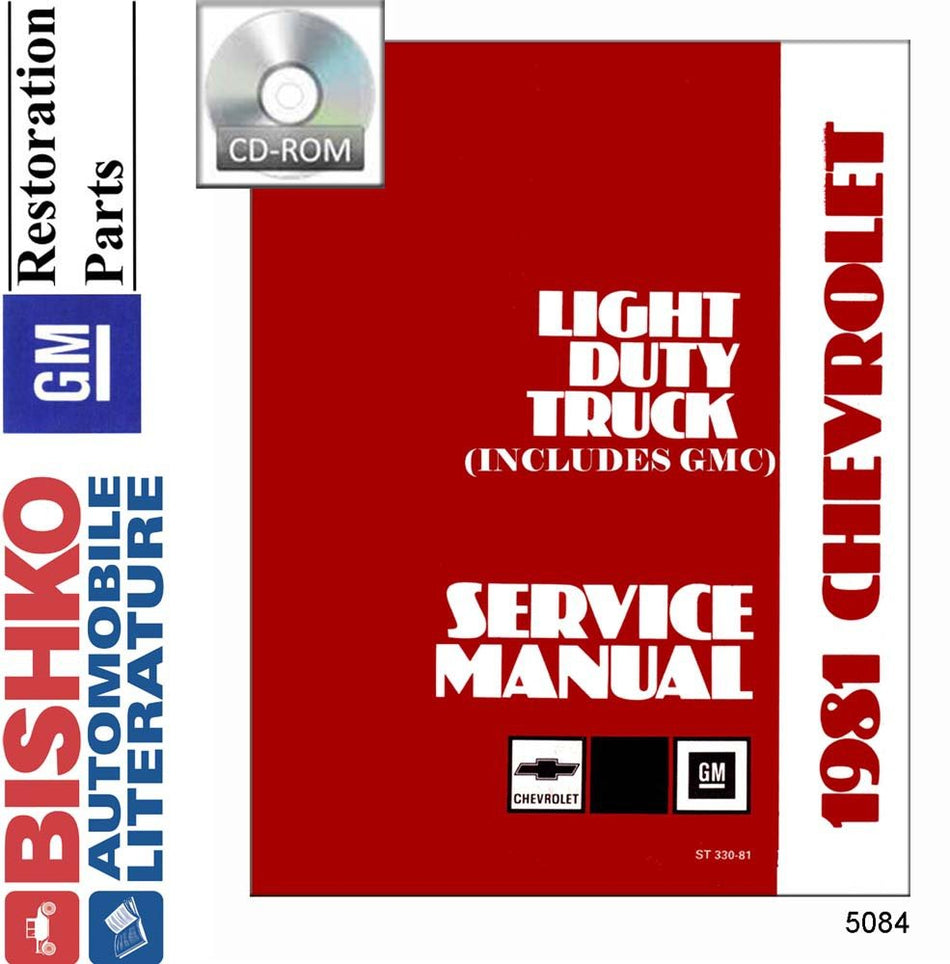 bishko automotive literature 1981 Chevy GMC 10-35 Pickup Truck Shop Service Repair Manual CD Engine