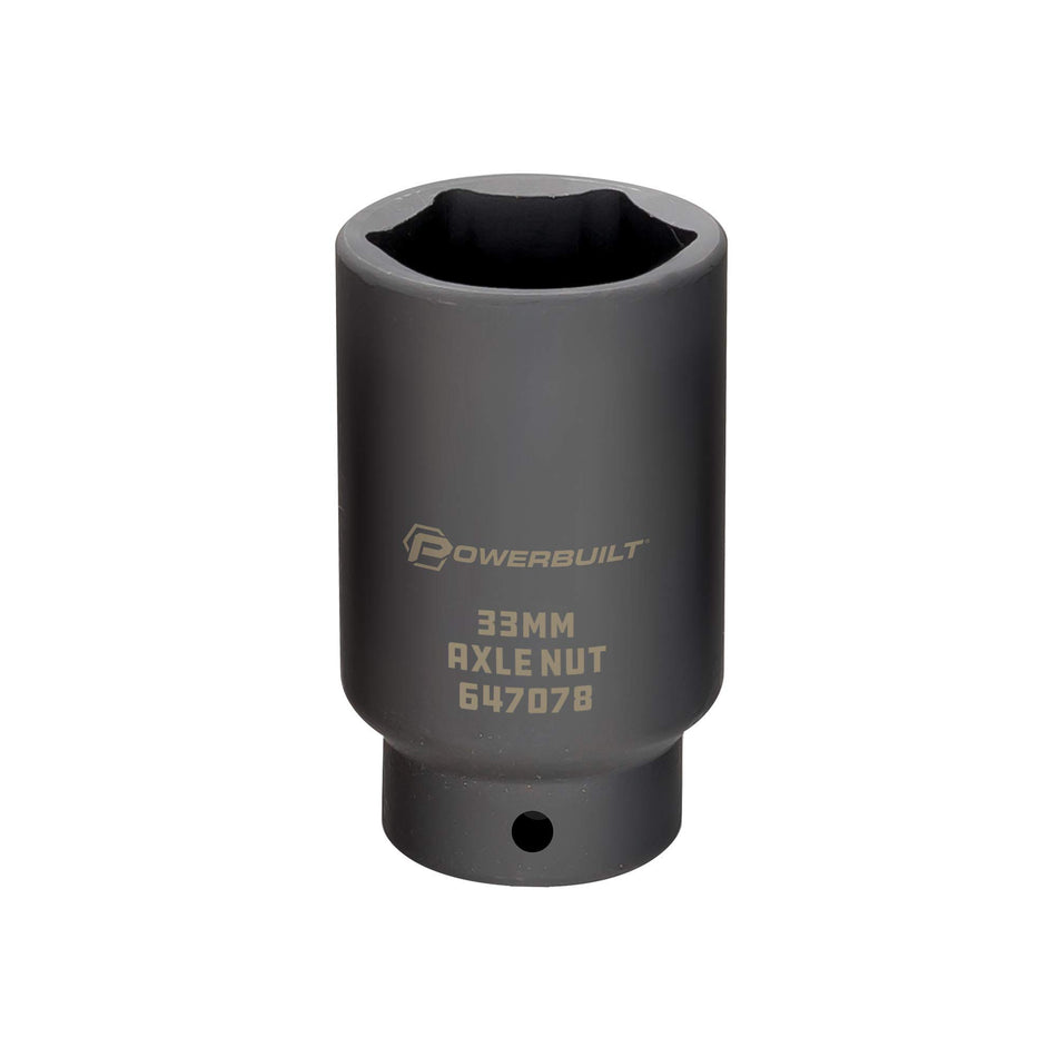 Powerbuilt 1/2 Drive 33mm Axle Nut Socket - 647078 , Black