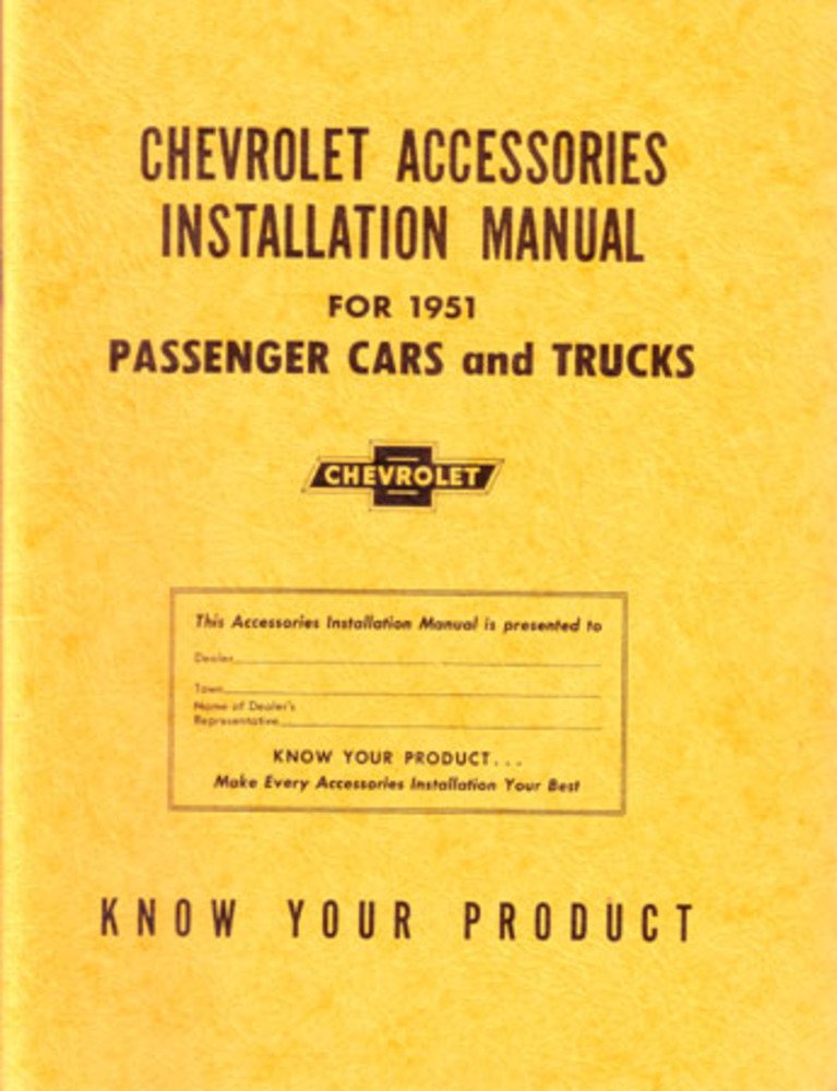 bishko automotive literature 1951 Chevrolet Car Truck Accessory Installation Service Manual Instructions Book
