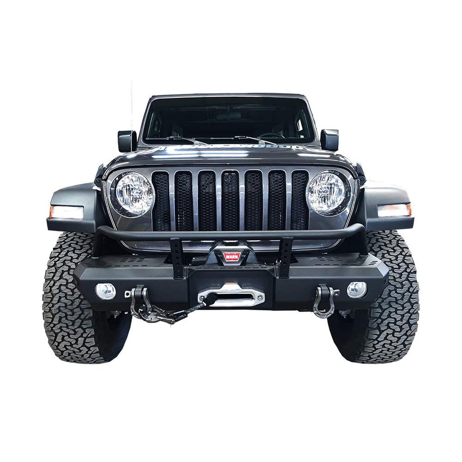Warrior MOD Series Mid-Width Front Bumper with OEM Fog Light Mounts and Brushguard
