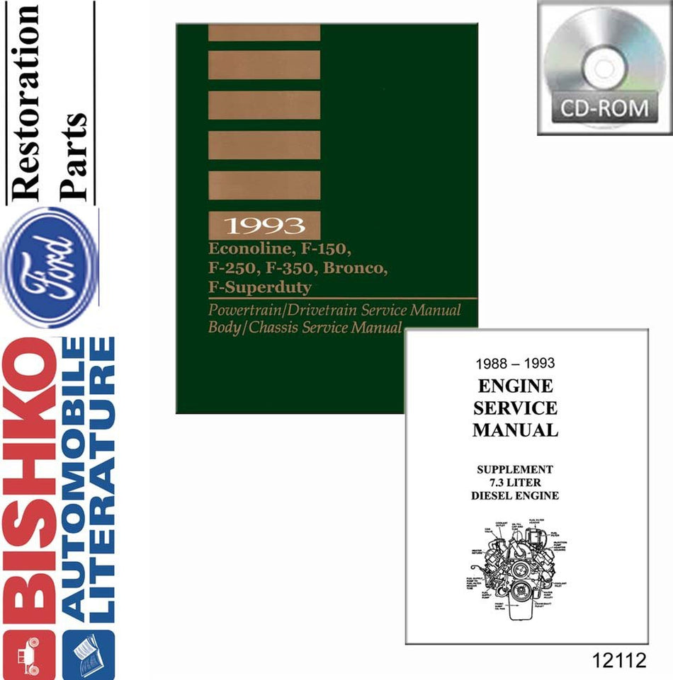 bishko automotive literature Service Manual CD OEM for The 1993 Ford Bronco F100 - F350 F-Super Duty Lt Duty Pickup