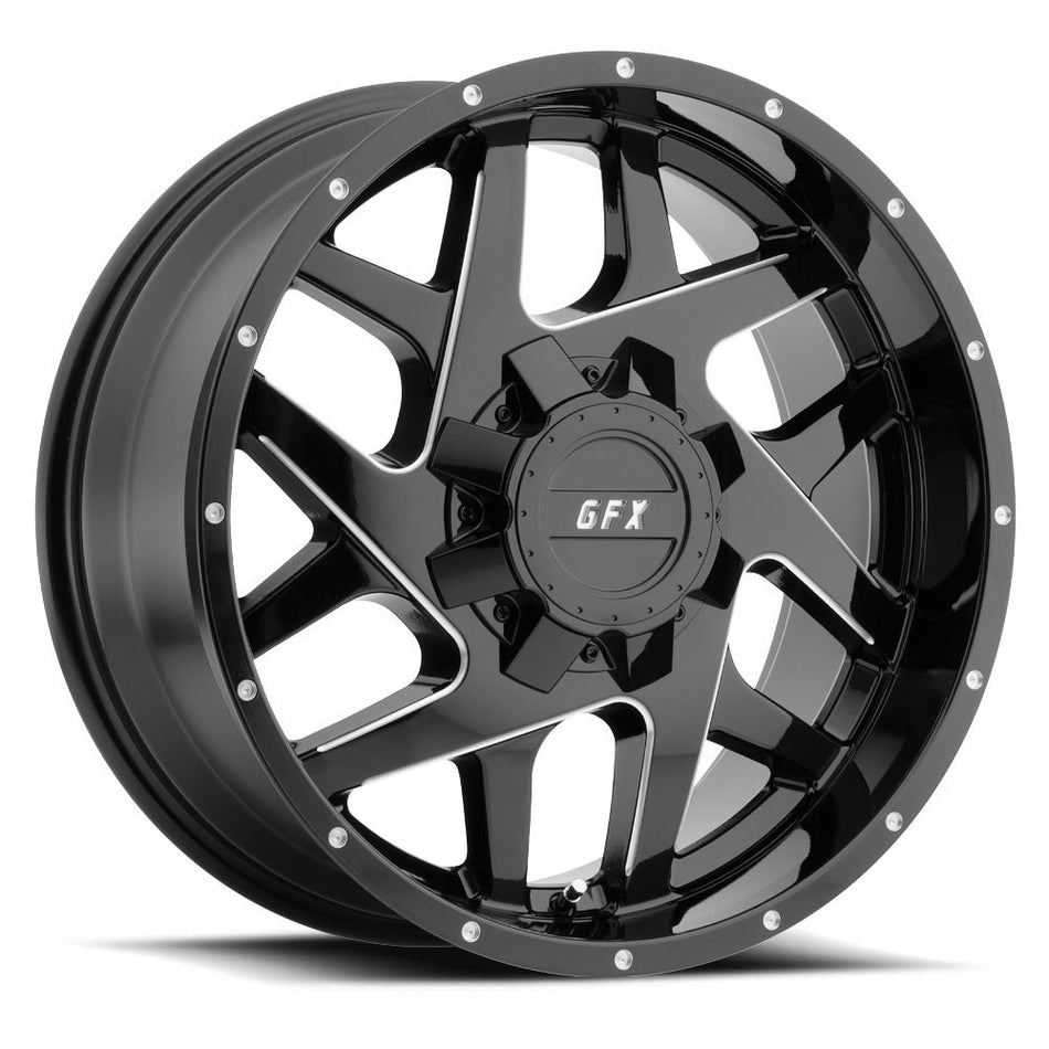 G-FX TM2 Gloss Black Wheel with Milled Finish Milled Spoke (20 * 9/8 * 165, 12 mm Offset)