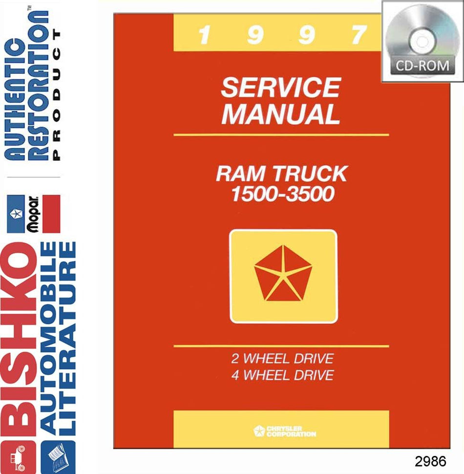 bishko automotive literature 1997 Dodge 1500-3500 Ram Pickup Truck Shop Service Repair Manual CD Engine