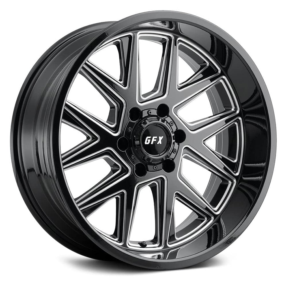 G-FX TM6 Custom Wheel - 18x9, 12 Offset, 6x139.7 Bolt Pattern, 106.2mm Hub - Gloss Black with Milled Accents Rim