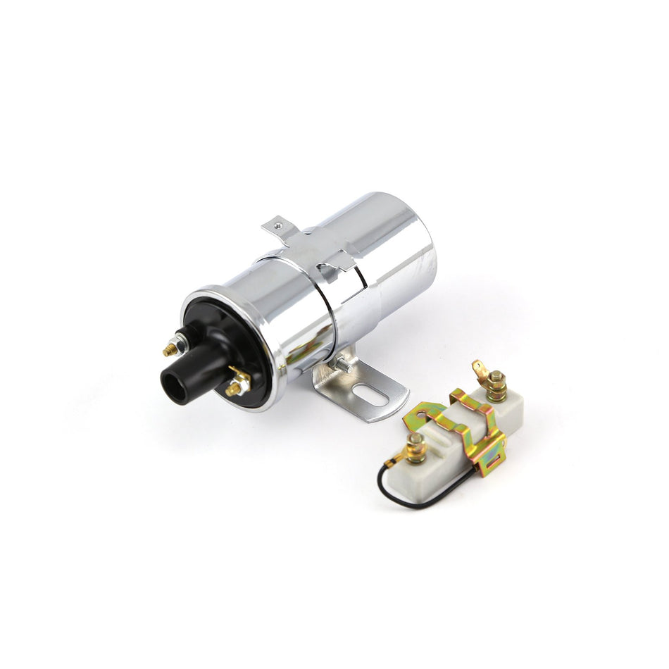 Speedmaster PCE382.1016 12V Electronic Round Oil Filled Female Round Canister Ignition Coil Chrome