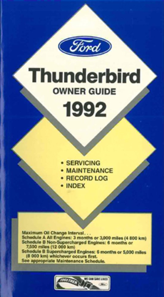 bishko automotive literature 1992 Ford Thunderbird Owners Manual User Guide Reference Operator Book Fuses