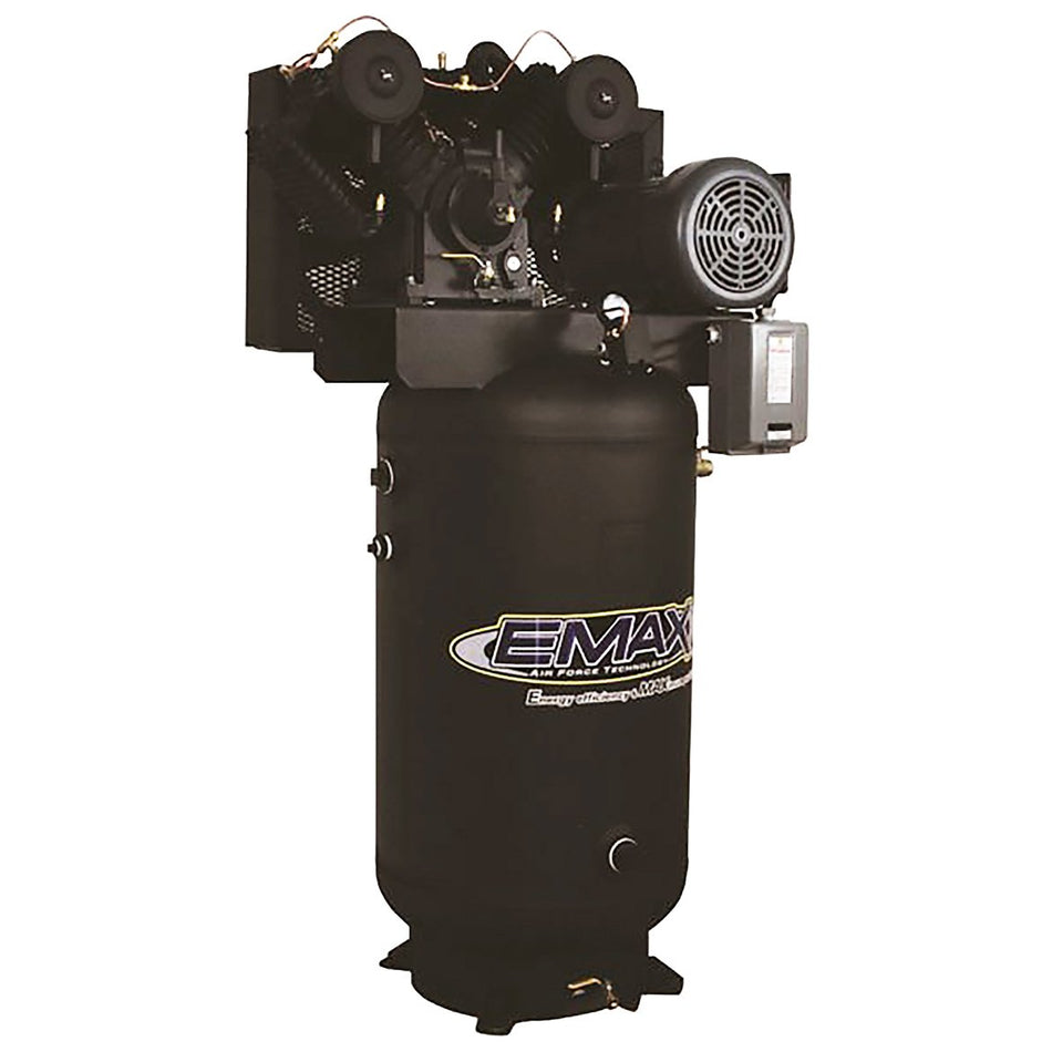 7.5 HP Air Compressor, 80-Gallon, Vertical, 4-Cylinder, Piston, Industrial Series, Model EI07V080V1 by EMAX Compressor