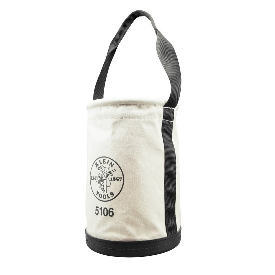 Klein Tools 5106 Storage Bucket, Canvas Tool Bucket, 9-Inch Diameter, 14-Inch Height, No. 6 Canvas, Web Handle