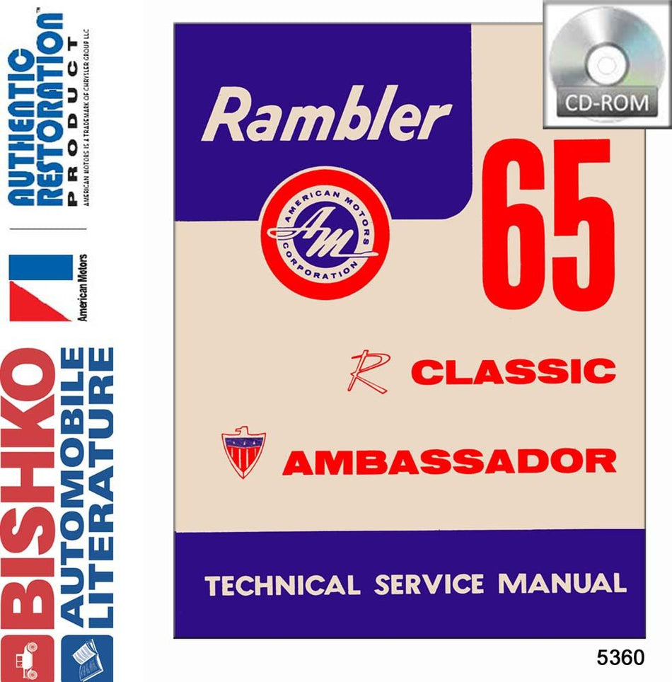 bishko automotive literature 1965 AMC Ambassador Classic Shop Service Repair Manual CD Engine Wiring