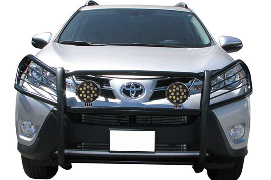 Black Horse Grille Brush Bumper Guard Modular Black Come with Pair of 7.0 Dia.LED Lights with Black Trim Rings Compatible with 2006-2018 Toyota RAV4-17A093902MA-PLB