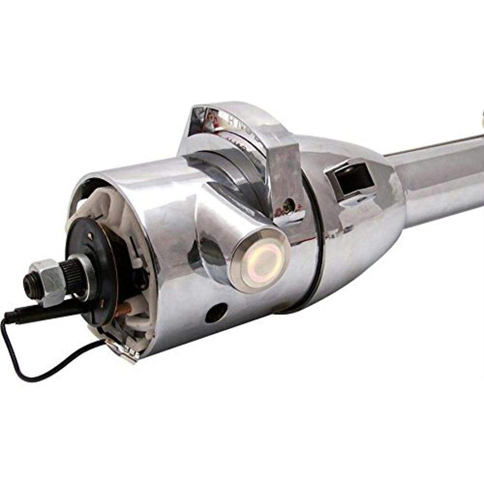 Helix 10043 33 Chrome Automatic Steering Column with Gear Indicator Window/Shifter (White Dash Mount Push Button Start)