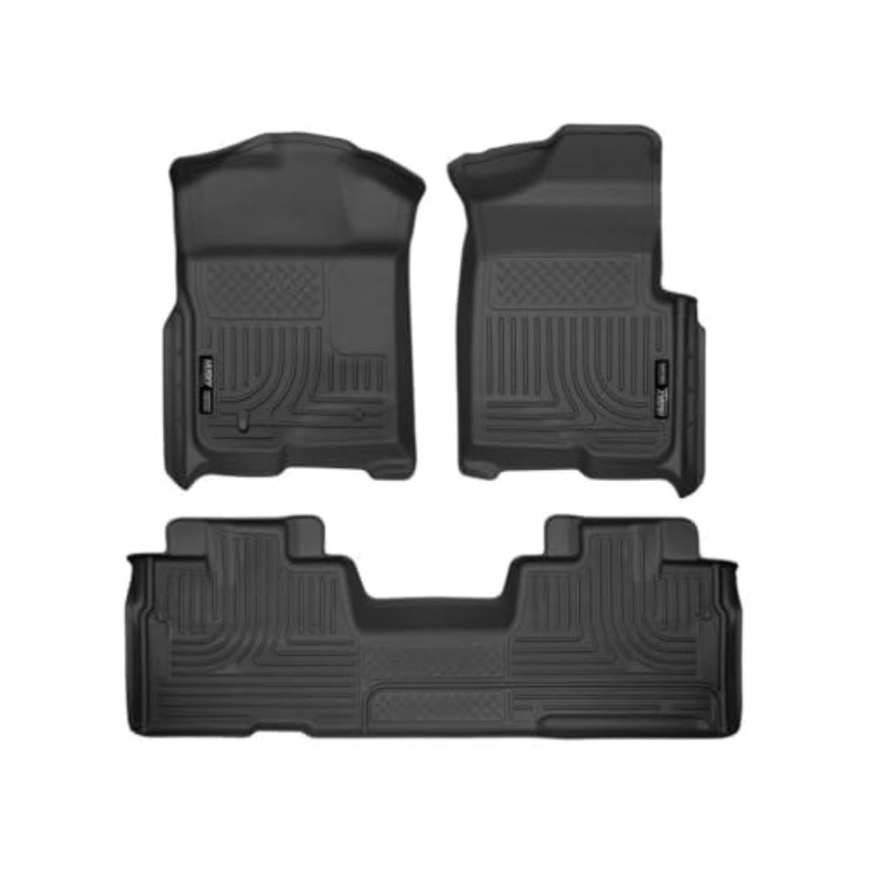 Husky Liners Weatherbeater Floor Mats | Fits 2009-2014 Ford F-150 SuperCab w/Out Manual Shifter (Footwell Coverage) | Front & 2nd Row, 3-pc Black - 98341