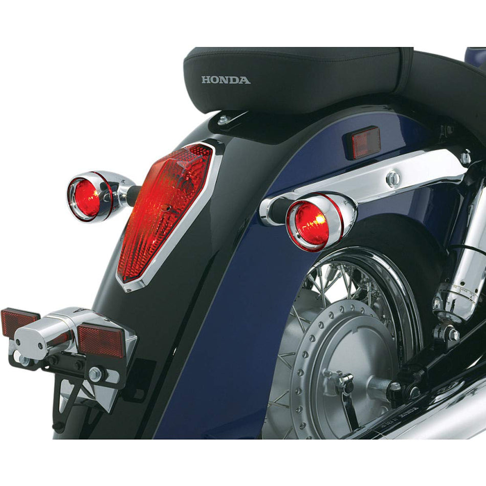 Kuryakyn 2268 Motorcycle Lighting Accessory: Front Turn Signal/Blinker Lights Deep Dish Bezels for Honda, Kawasaki Motorcycles, Amber Lens, Chrome, 1 Pair