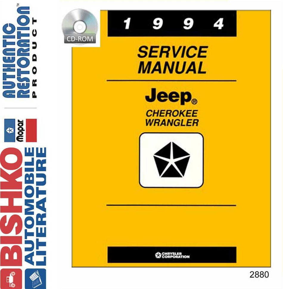 bishko automotive literature 1994 Jeep Cherokee Wrangler Shop Service Repair Manual CD Engine Wiring