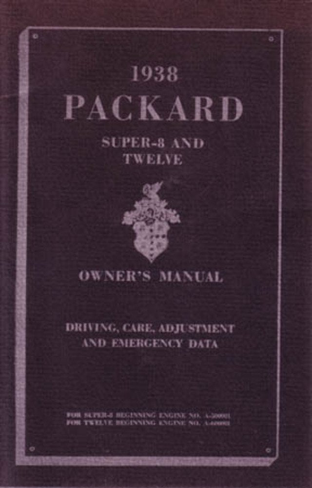 bishko automotive literature 1938 Packard Super 8 12 Owners Manual User Guide Reference Operator Book Fuses