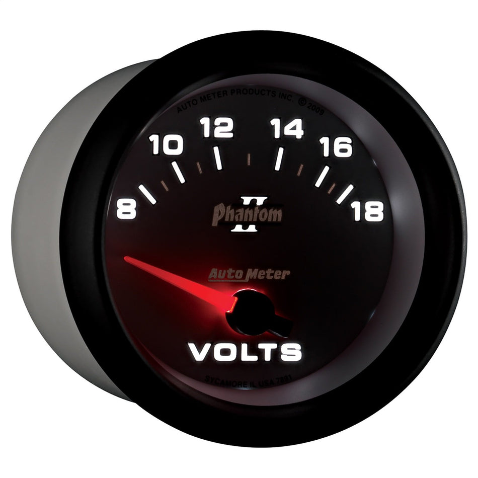 Auto Meter 7891 Phantom II 2-5/8 8-18 Volts Voltmeter Gauge