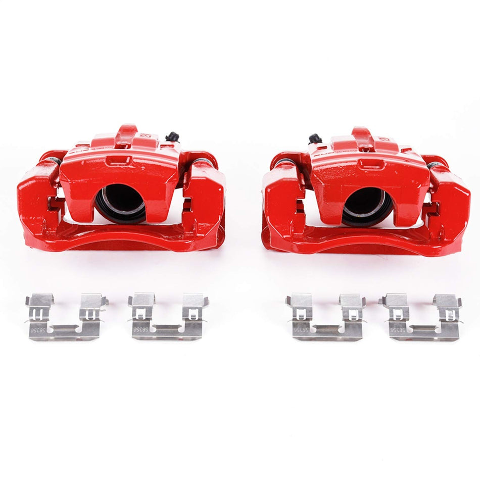 Power Stop Rear S7092 Pair of High-Temp Red Powder Coated Calipers