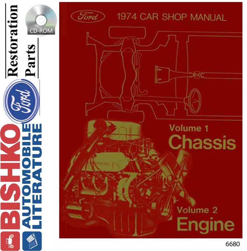 bishko automotive literature 1974 Ford Car Shop Service Repair Manual CD Engine Drivetrain Electrical OEM