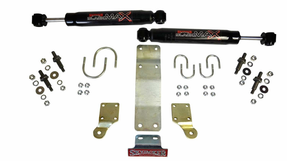 Skyjacker 8206 Steering Stabilizer Dual Kit Incl. Black Max Steering Dampners Brackets Hardware for Use w/HD Tie Rod PN[JK717TR] Or Other Aftermarket Tie Rod Using 1.75 in. OD Black