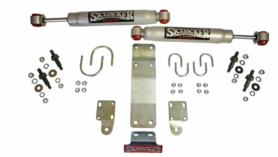 Skyjacker 9204 Steering Stabilizer Dual Kit Incl. 9000 Steering Dampners Brackets Hardware for Use w/Diameter Tie Rod Assembly Silver