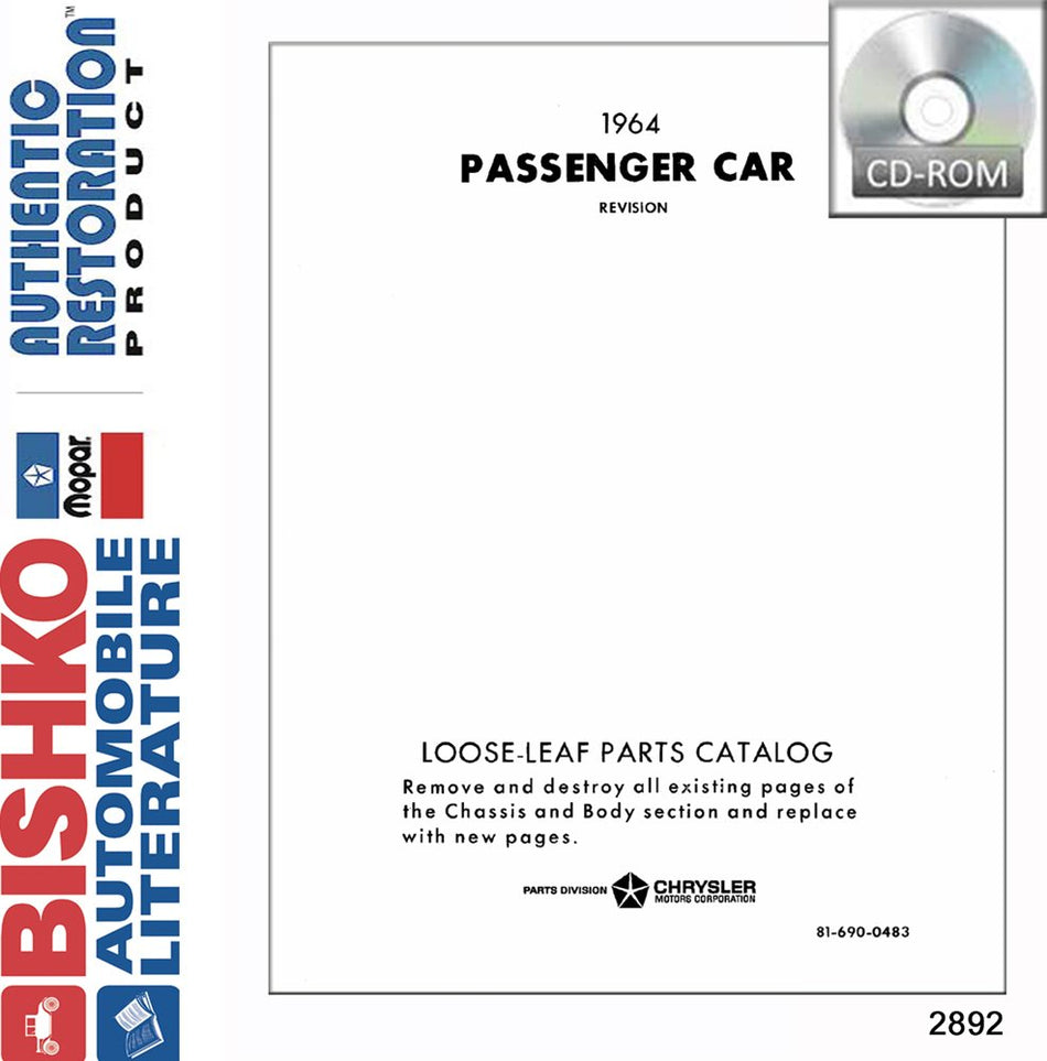 bishko automotive literature 1964 Mopar Chrysler Dodge DeSoto Plymouth Parts Numbers Book List CD Interchange